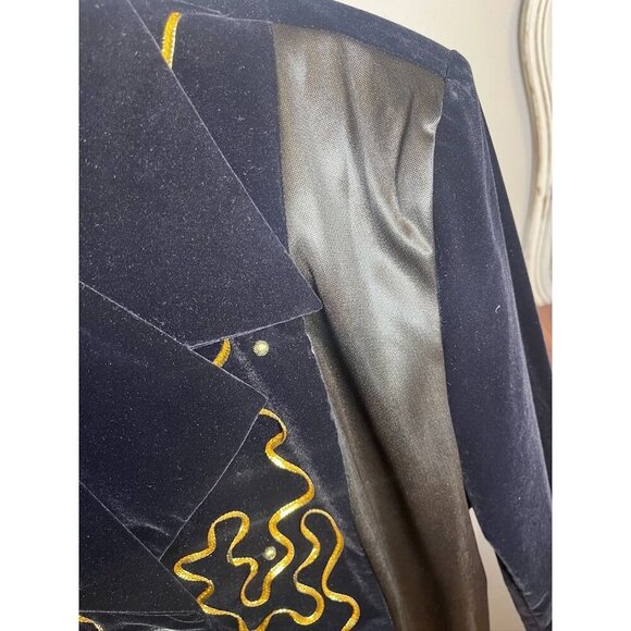 Cervelle Jacket M Black Vintage Artsy Metallic Mature Neutral Office Military - Picture 10 of 15